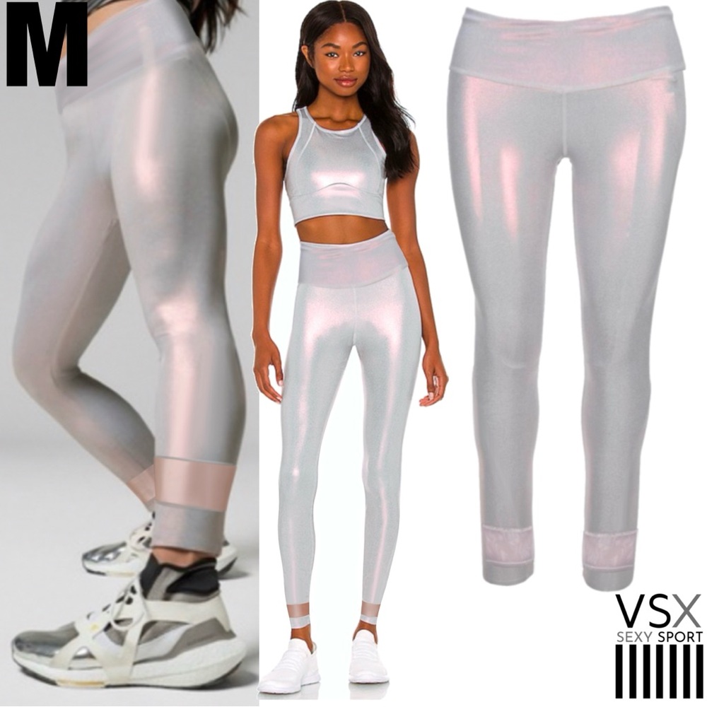 💎 NWOT VICTORIA’S SECRET Iridescent Pearl Holographic Highwaist Leggings MEDIUM